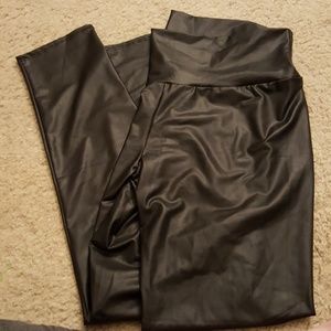 Black faux leather leggings plus size 3X
